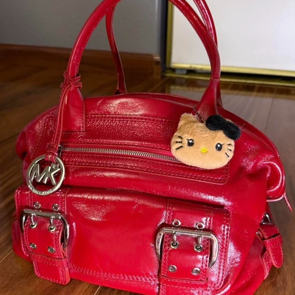 Michael Kors Red Satchel with Silver Accents and Glossy Finish - Picture 2 of 5